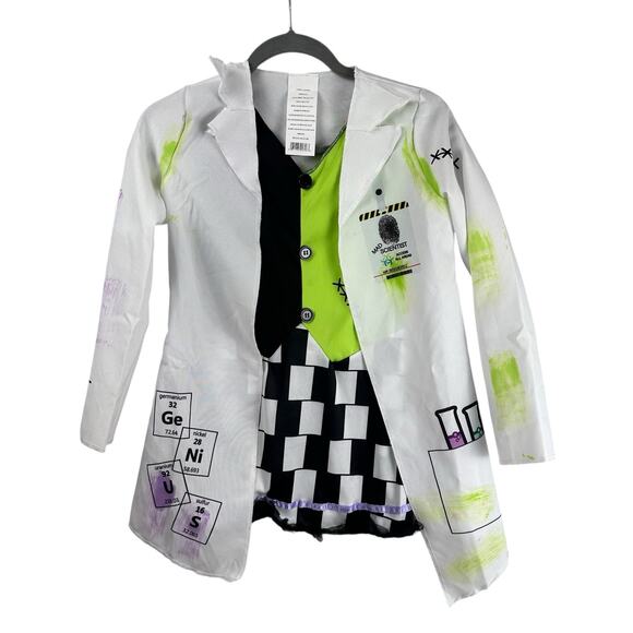 Mad Scientist Lab Coat Costume Kids Size M 8-10 Halloween Einstein Dress Up - Picture 1 of 12